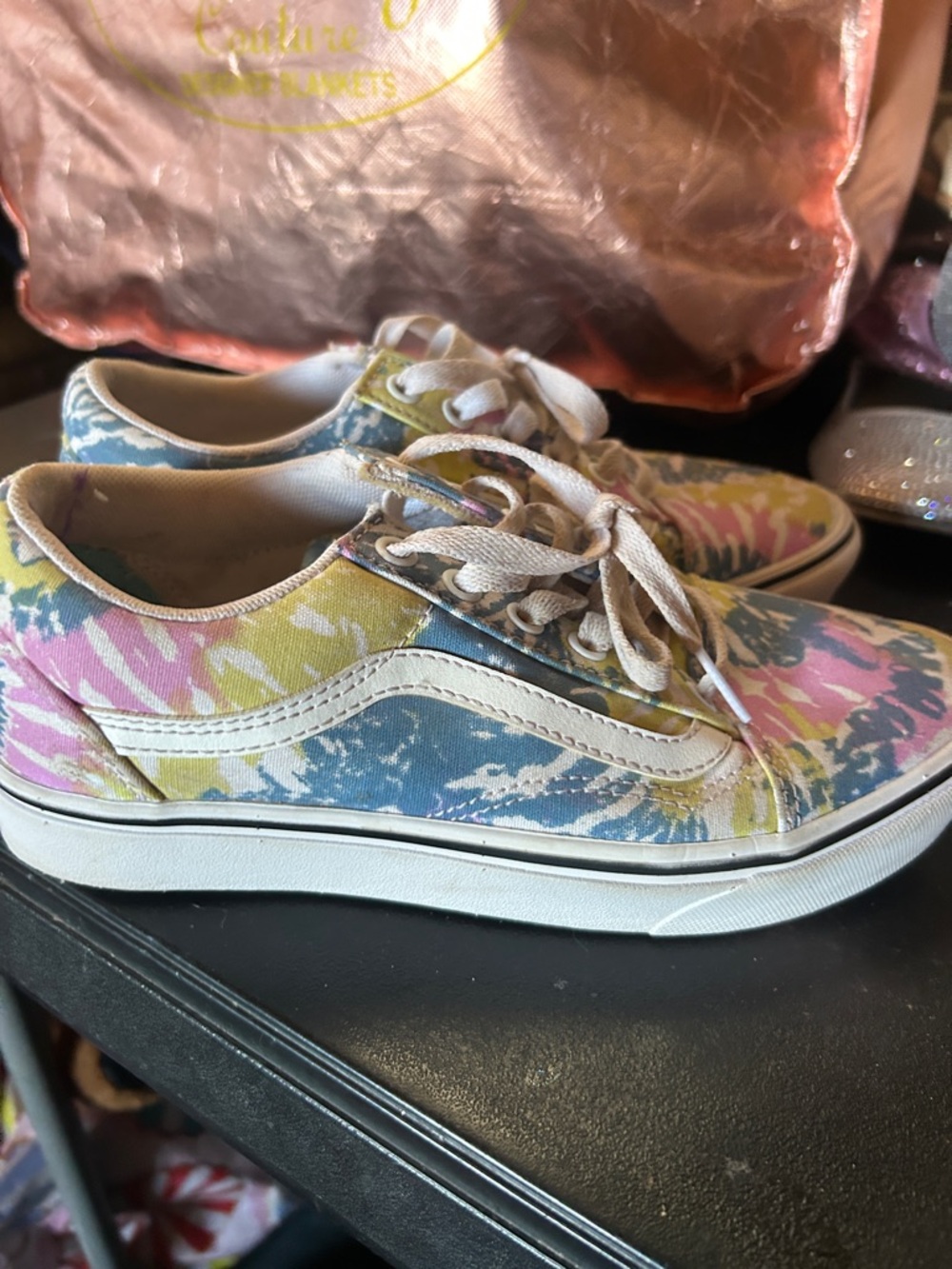 Vans womens Tie-Dye Low-Top Sneakers in Pink Blue Yellow